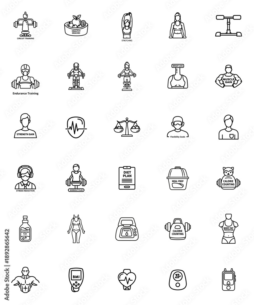 Fototapeta premium Fitness Icons Collection