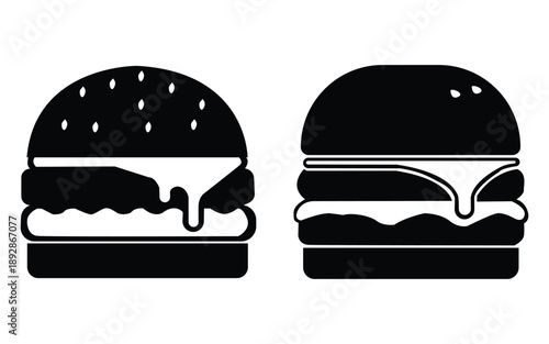 Two different styles of black and white dripping hamburger icons side by side