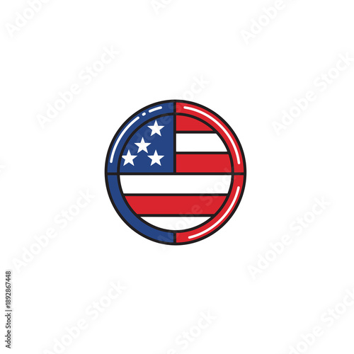 Free Download Patriotic badge with American flag design in circular shape   - GFXLoad