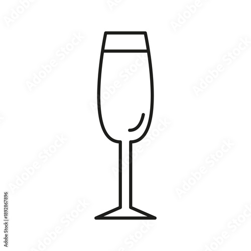 Champagne Flute Glass Line Icon. Elegant Drinkware For Celebrations And Special Occasions Outline Symbol. Wine Tasting And Beverage Presentation. Editable Stroke. Isolated Vector Illustration