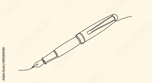 Elegant Fountain Pen Drawing with Ink Flow.