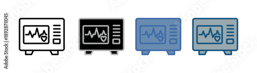 
ecg machine icon set multiple style collection with heart detection machine design