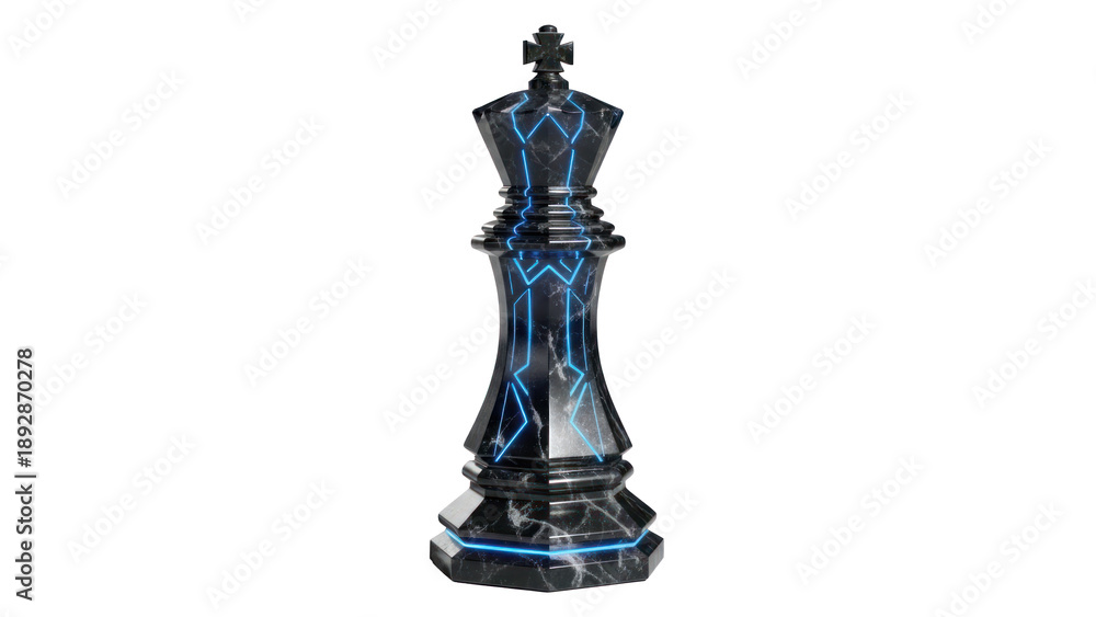 Obraz premium Futuristic Chess King Piece Isolated on Transparent Background