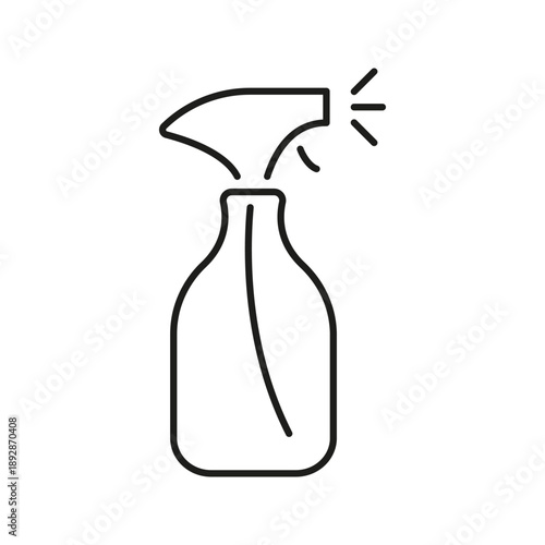 Spray Bottle Line Icon. Cleaning, Disinfection, And Sanitization Outline Symbol. Household And Industrial Use. Editable Stroke. Isolated Vector Illustration