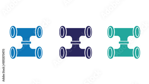 Three colorful dumbbell icons on a white background for fitness and workout concepts