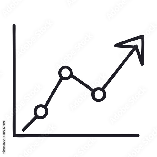 Increasing business growth chart with upward trend arrow