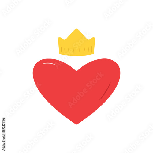 Red Heart with Golden Crown Illustration