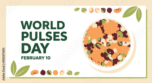 Celebrate Pulses Day with this vibrant illustration of nutritious legumes in a bowl, promoting sustainable healthy food choices