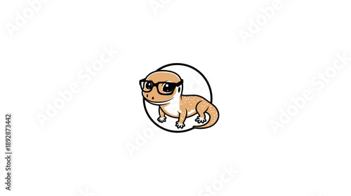 Cute cartoon lizard wearing glasses, a smart and nerdy reptile character illustration perfect for education, tech, or mascots.