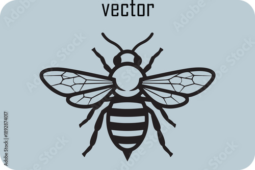 Simple black and white bee vector illustration