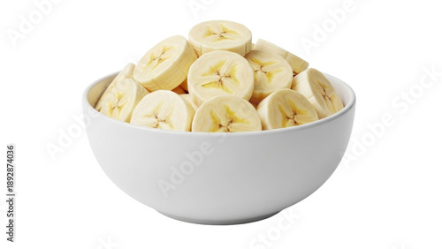 Slices of ripe bananas in a white bowl ready for a healthy snack or dessert option during any time of the day
