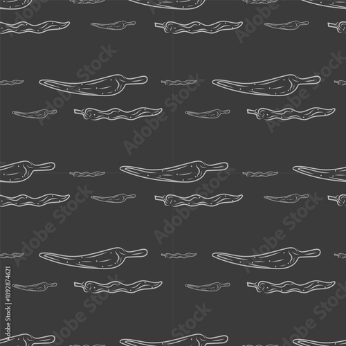 Hand drawn chili pepper seamless pattern, hot chili pattern vintage background