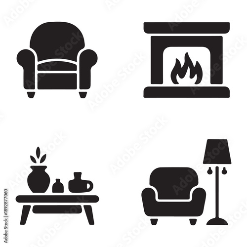 Warm living room icon representing cozy home comfort