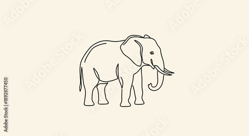 Elegant Single Line Drawing of an African Elephant 1.