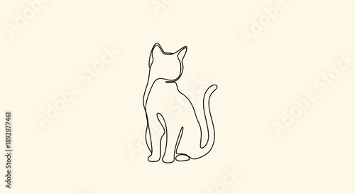 Elegant single line drawing of a sitting cat.