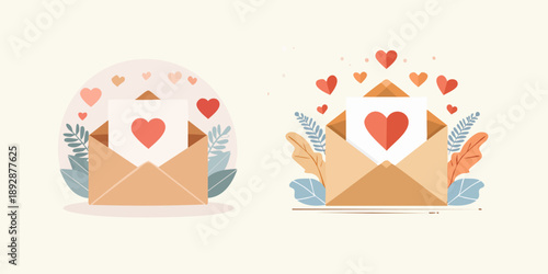 Vector illustration of a decorated with red heart symbols for a romantic Valentine day card design