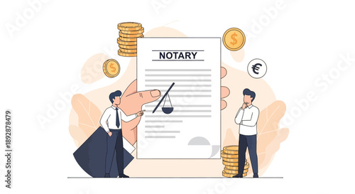 Notary Signing Document with Financial Elements and Professionals