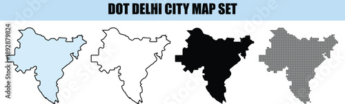 Delhi City Map Set with Dots isolated background