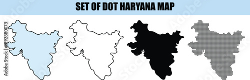 Haryana Map Set Dot Style isolated background