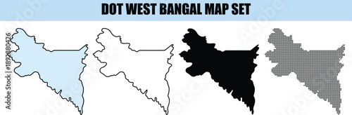 West Bengal Map Set isolated background
