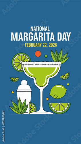 Celebrate National Margarita Day with vibrant green cocktail and fresh lime