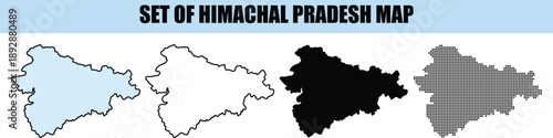 Himachal Pradesh Map Set Vector isolated background