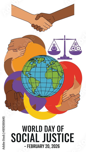 Hands around the globe promoting unity and social justice
