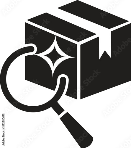 AI optimized product search icon,  AI Product Search Icon – Smart Package Inspection & Intelligent E-commerce Discovery Symbol