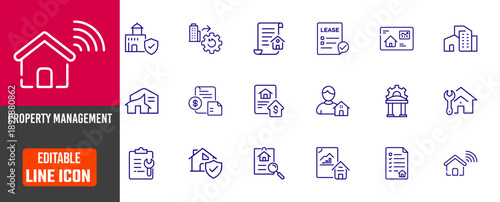 Property Management Icons Set for Business and Real Estate Services