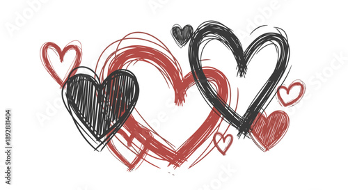 Hand draw hearts illustration showcasing love and affection in a simple sketch style