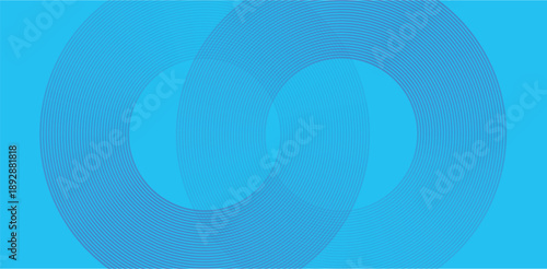 Bright blue circular wave pattern background creating smooth modern abstract geometric balance