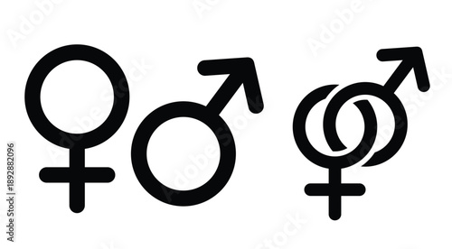Gender Symbol Icon Set Including Male, Female, and Combined Symbols