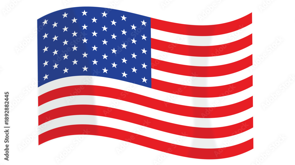 Obraz premium Waving United States Flag Illustration on White Background