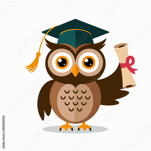 wise owl with book vector art and creative art  .Flat design vector illustration of a stylized artistic amorphous shape in bright aqua and yellow, representing fluidity and abstract concepts.