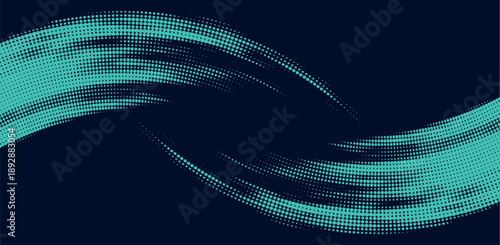 Teal digital dot wave lines flowing across dark background creating smooth modern abstract motion