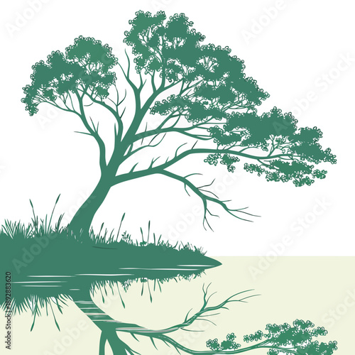 Serene tree by the water