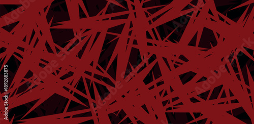 Red chaotic line pattern background with sharp overlapping strokes creating aggressive abstract visual tension