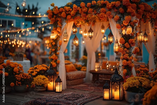 Luxurious silk drapery for Indian wedding entrance high resolution picture