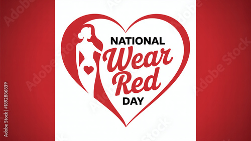 Wallpaper Mural National Wear Red Day Poster with Woman Silhouette and Heart Shape for American Heart Month Heart Disease Awareness and Cardiovascular Health Torontodigital.ca