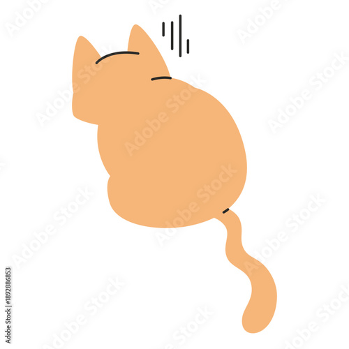 Cat seen from behind. Trendy modern vector illustration isolated on white background, hand drawn, flat design