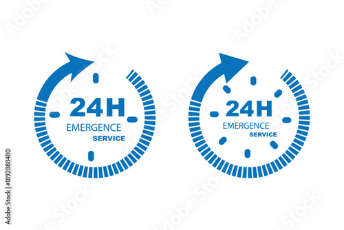 24 hour service icon set. Vector graphic illustration. Suitable for website design, logo, app, template.