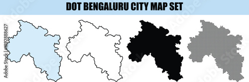 Bengaluru City Map Set DOT isolated background