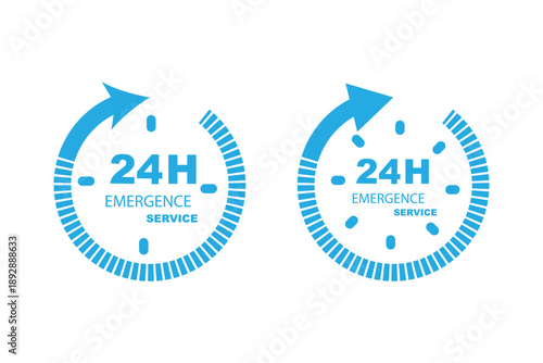 24 hour service icon set. Vector graphic illustration. Suitable for website design, logo, app, template.