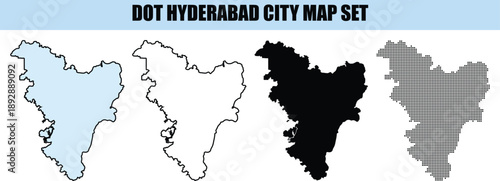 Hyderabad City Map Set Vector isolated background