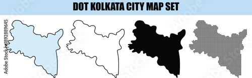 Kolkata City Map Set Vector Illustration isolated background