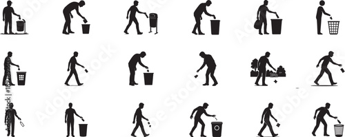 People Throwing Trash Icons bundle vector