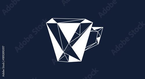 Geometric Crystal Coffee Cup Abstract Design.