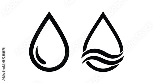 Two water droplet shapes in black a stylistic silhouette