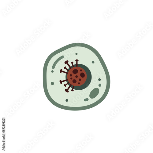 Cellular Microbiology Concept with Nucleus and Virus
