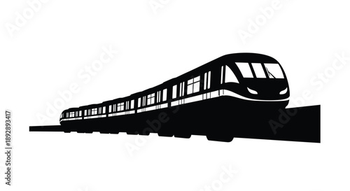 A sleek modern high speed train depicted in black silhouette